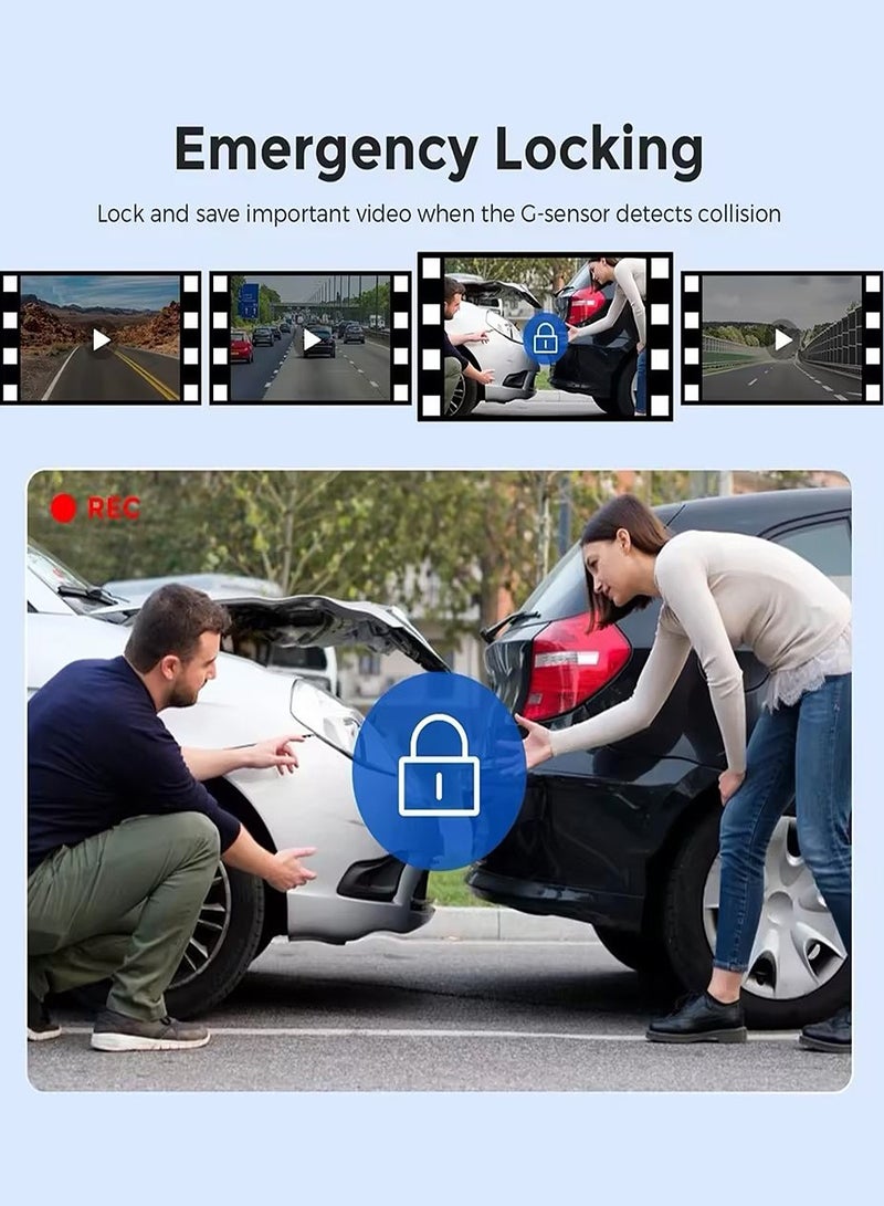 Dash Cam, Front and Rear Dash Cam, Car Camera, Super Night Vision Car Camera, Front Camera 4K, Rear Camera 1080p HD with 64GB Memory card - Image 4